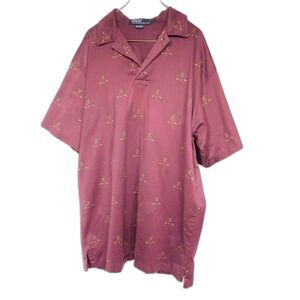 Men's Polo Ralph Lauren Shirt Sz. M Golf Clubs Cotton Burgundy Red